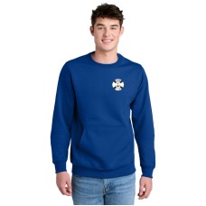 2-color Left Chest Port & Co® Core Fleece Crewneck Pocket Sweatshirt